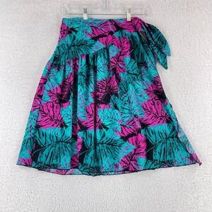 Catalina Blue Palm Print‎ Side Tie Swim Suit Cover Womens Stretch Summer Size S